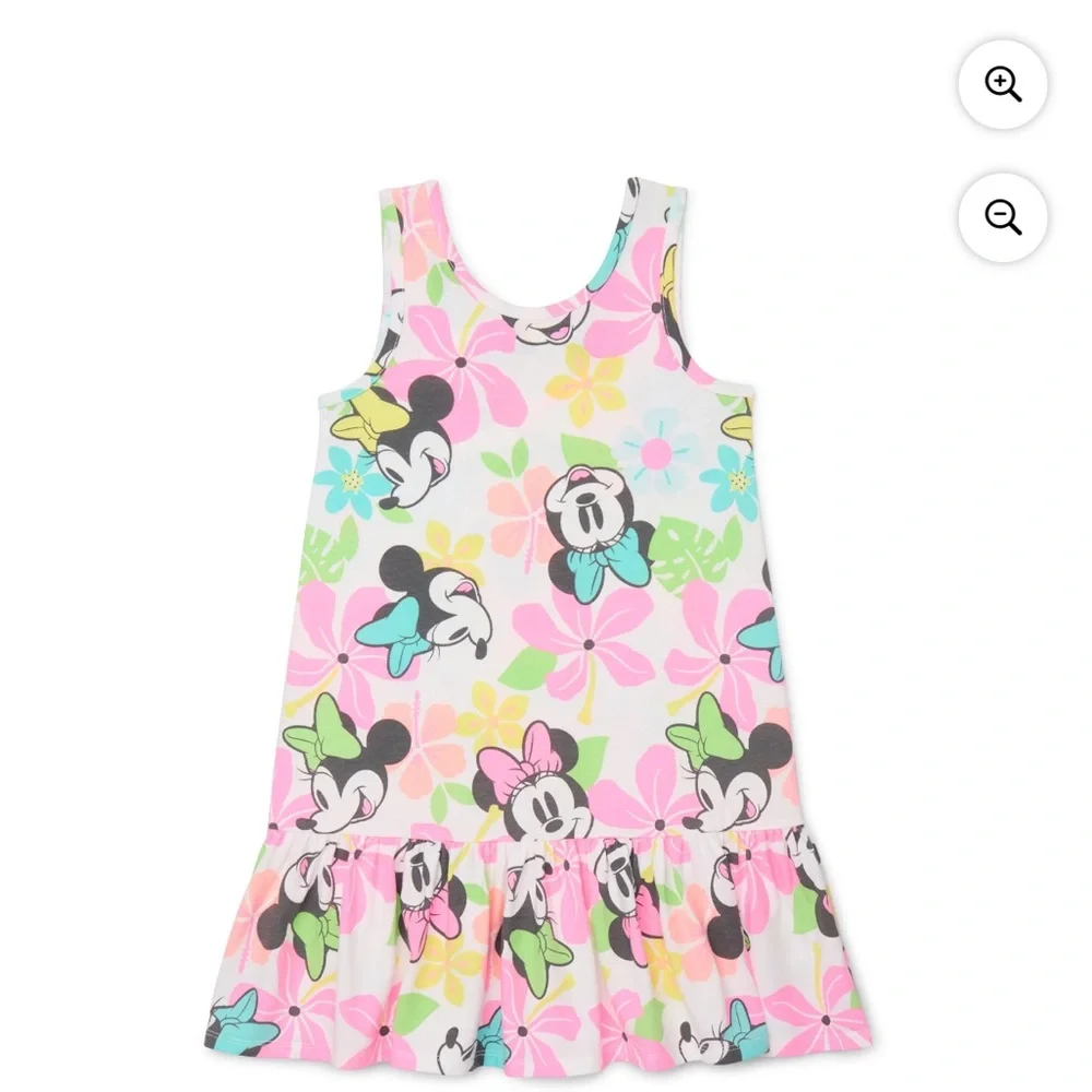 Disney Minnie Mouse Floral Print Dress - Pink and Yellow, 4-5, NWT - Picture 1 of 1